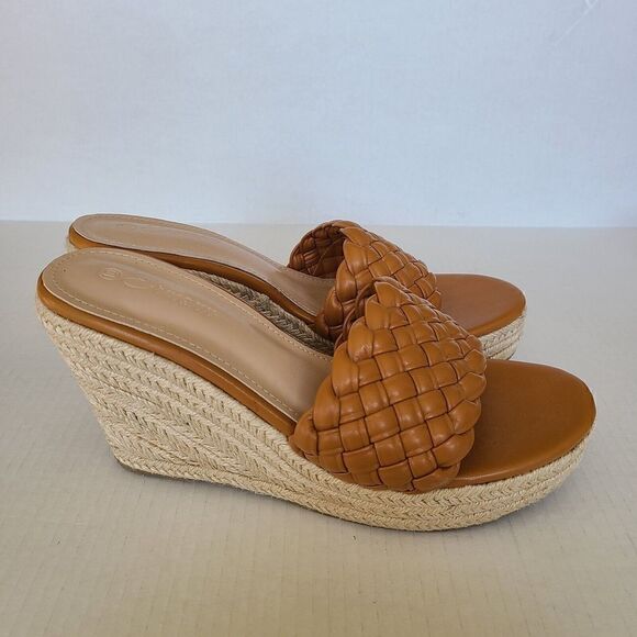Ermonn Womens Platform Wedge Sandals 10 Espadrilles Braided Open Toe Slip On - Picture 1 of 12